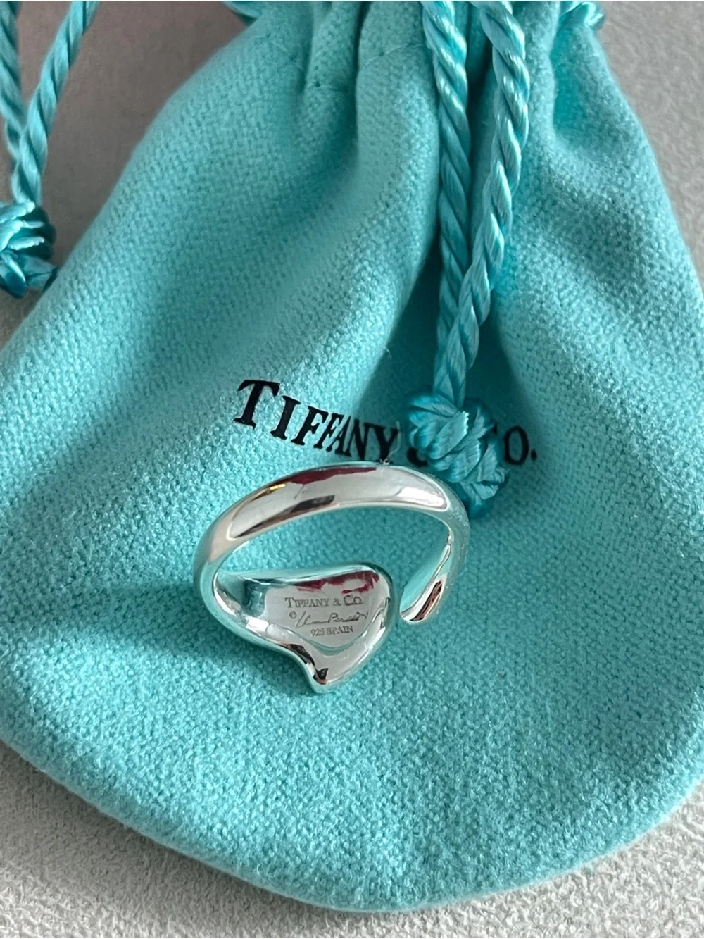 Tiffany & Co. Elsa Peretti Full Heart Ring Sterling Silver Size 5